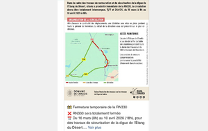Information importante sur la circulation de la N330